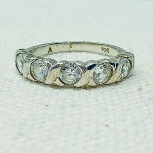 Sterling Silver Eternity Band‎ Ring Size 6 Stacking Classic 5 Stone